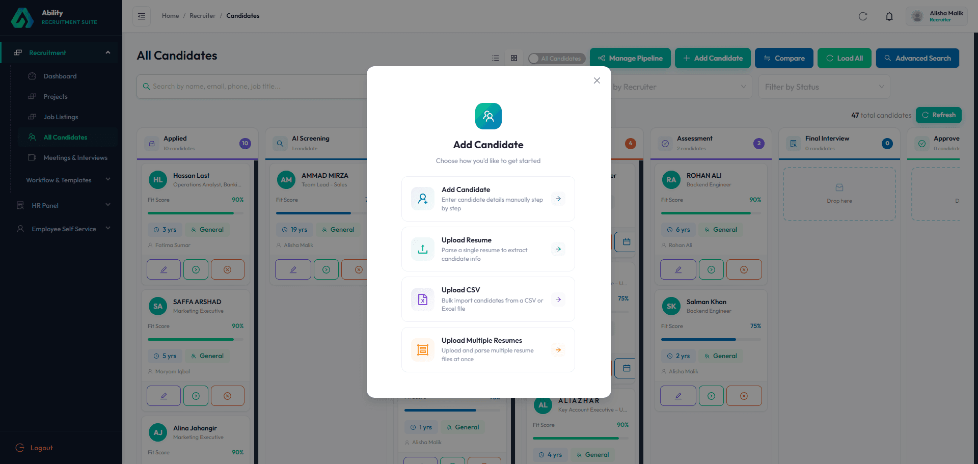 Ability HRMS Dashboard Demo